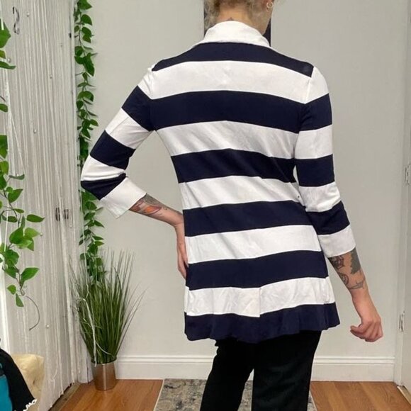 Emporio Armani Pullover Striped Button-Up Tunic Top Size 8 White/Blue - Picture 6 of 6